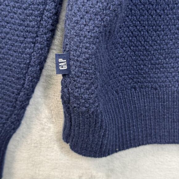 GAP Sweater Mens Extra Large Navy Blue Textured Knit Crewneck Pullover Casual - Picture 3 of 9
